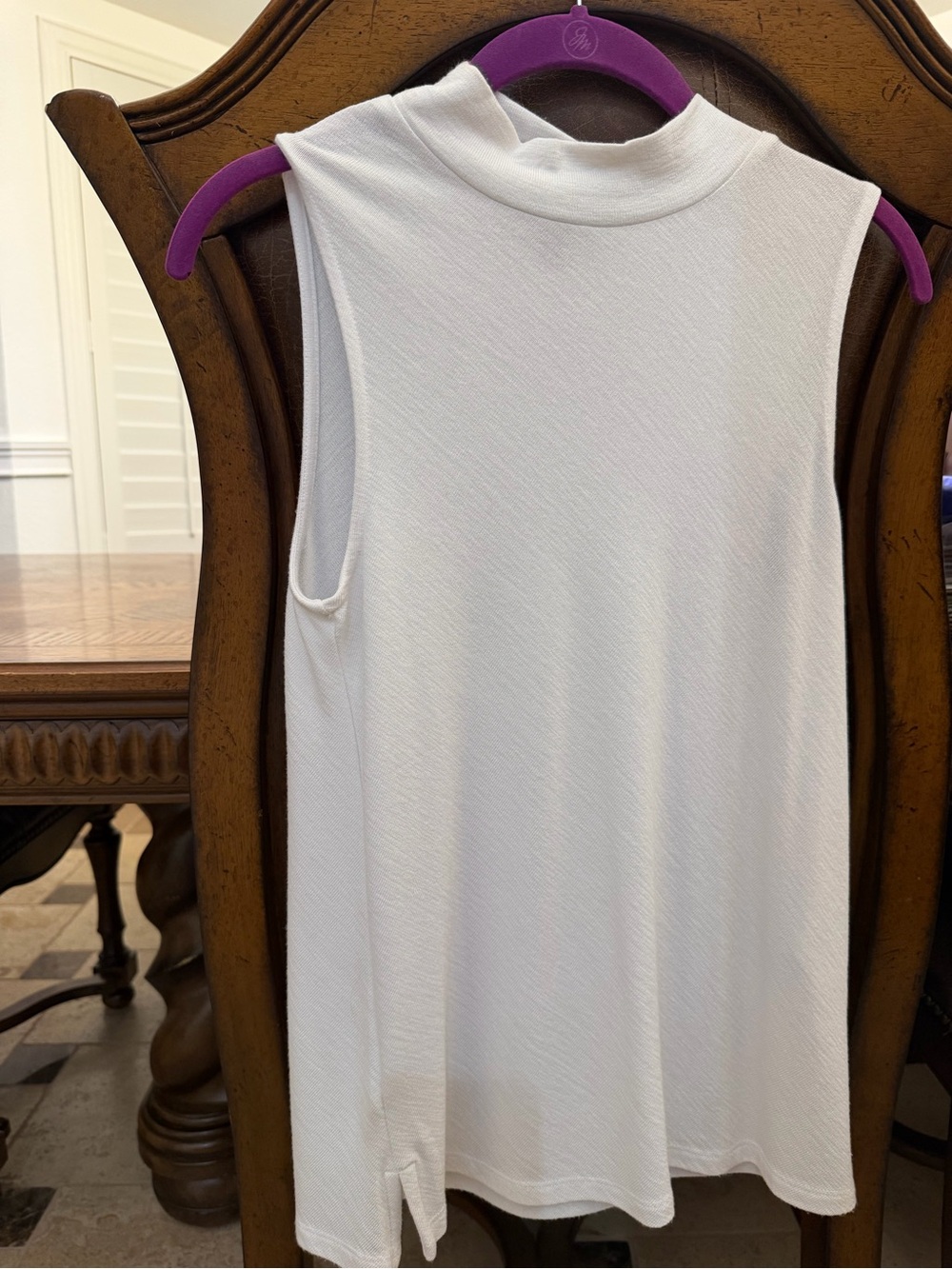 Sleeveless Mock Neck Women's Top - White